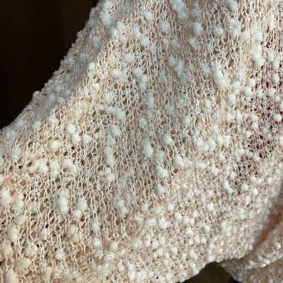 Painted Threads pink and white open‎ knit dolman sleeves open front cardigan - Picture 5 of 7